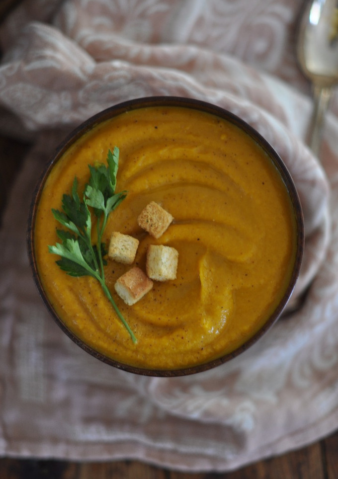 Una foto de Crema de calabaza y zanahoria