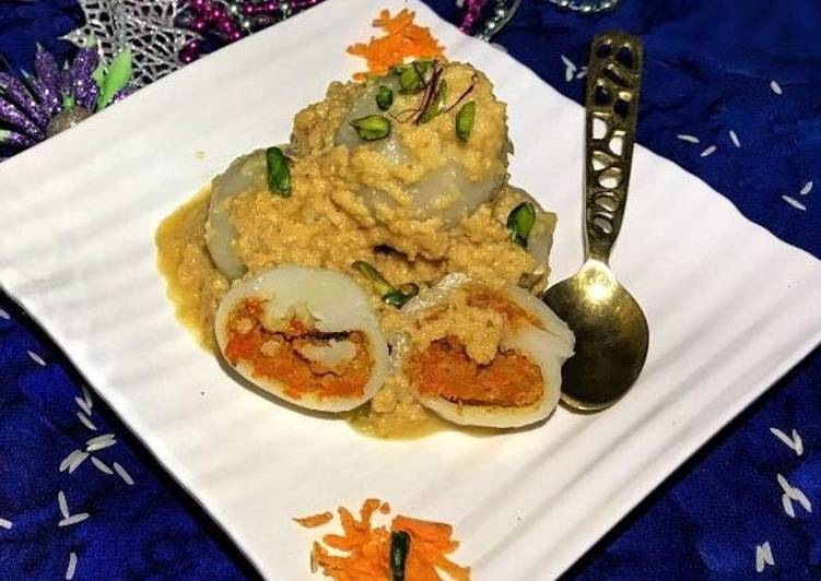 Recipe of Stuffed rice dumpling in rabri sauce in 32 Minutes for Mom