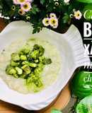 Ăn dặm- cháo cá bống xào tỏi mix bột chùm ngây