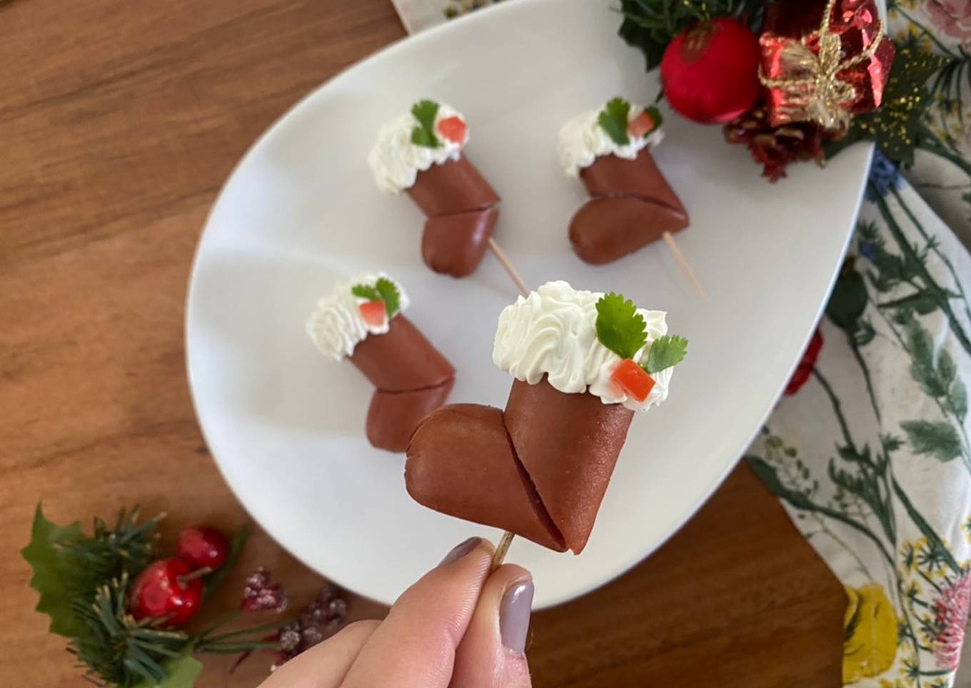 Botitas navideñas de salchicha