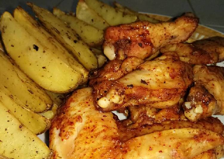 Spicy Chicken Wings & Potato Wedges ala Resto Pizza