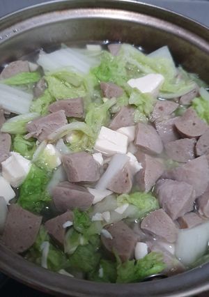 Foto resep Sop Sawi Putih, Tahu, Bakso (simple)