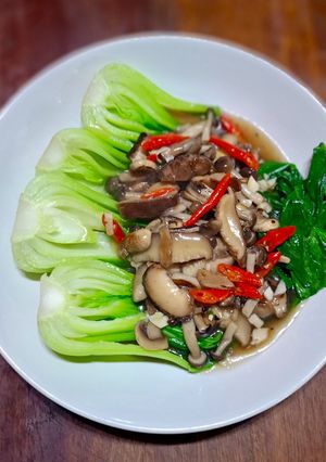 Foto resep Bok Choy Saus Jamur