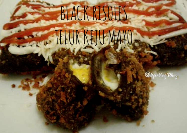 Black Risoles Telur Keju Mayo (Cemilan gurih) /Risol Hitam