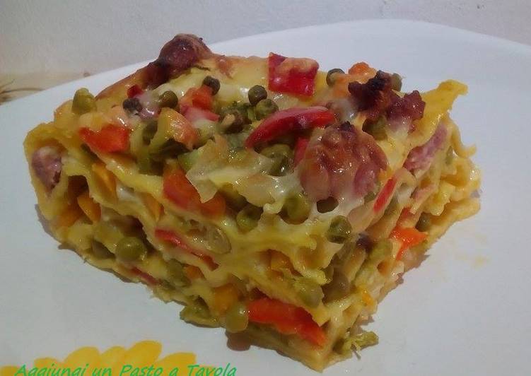 Lasagne al forno con salsiccia e verdure