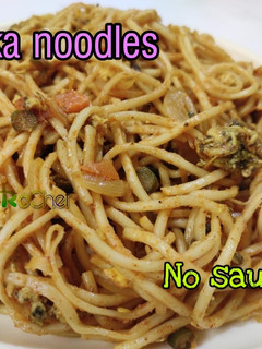 A picture of Hakka noodles recipe | Egg noodles | Noodles without sauces.