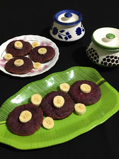 A picture of Banana Beetroot Pancakes.