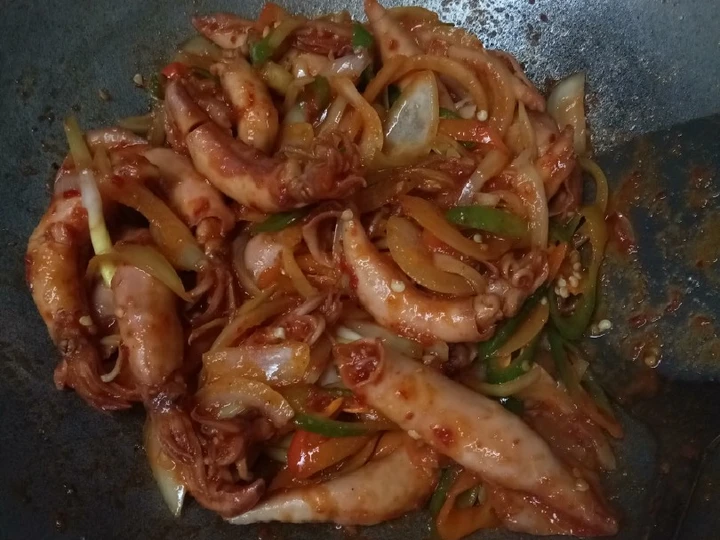 Cara Sederhana Membuat Resep  Cumi asin pedas manis yang Bisa Manjain Lidah, Bisa Manjain Lidah