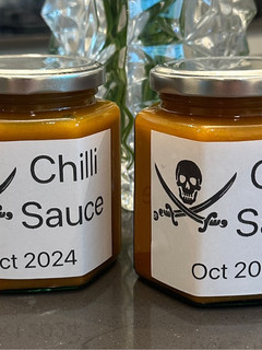 A picture of Ghost pepper chilli sauce CRAZY SPICY.