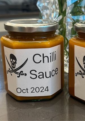 A picture of Ghost pepper chilli sauce CRAZY SPICY.
