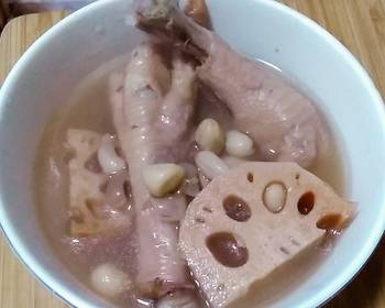 The New Way Prepare Recipe Chicken feet peanut lotus root soup Delicious Perfect