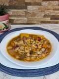 Sopa con caldo de puchero