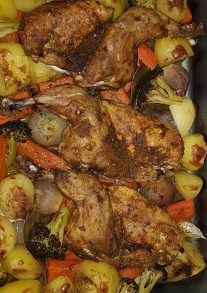 صورة لوصفة دجاج مشوي مع خضار
