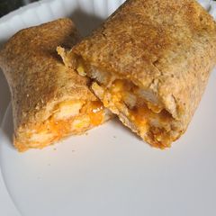 A picture of Air fried crispy buffalo cheesy chicken wrap.
