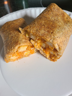 A picture of Air fried crispy buffalo cheesy chicken wrap.