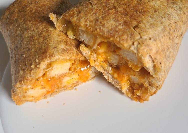 Air fried crispy buffalo cheesy chicken wrap