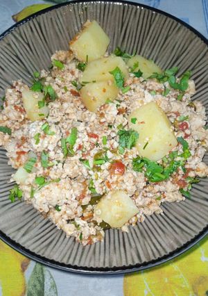 A picture of Aloo Qeema.