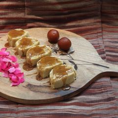 A picture of Gulab Jamun Caramel Swiss Roll.