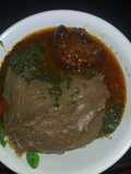 Amala(yam flour) with Ewedu and cow tail stew
