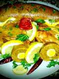 Large intestine stuffed with semolina, minced meat, quail egg😛