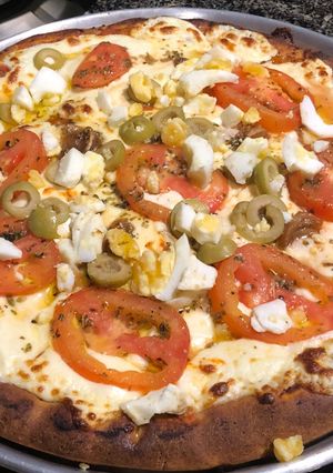 Una foto de Pizza de harina de arvejas y harina integral