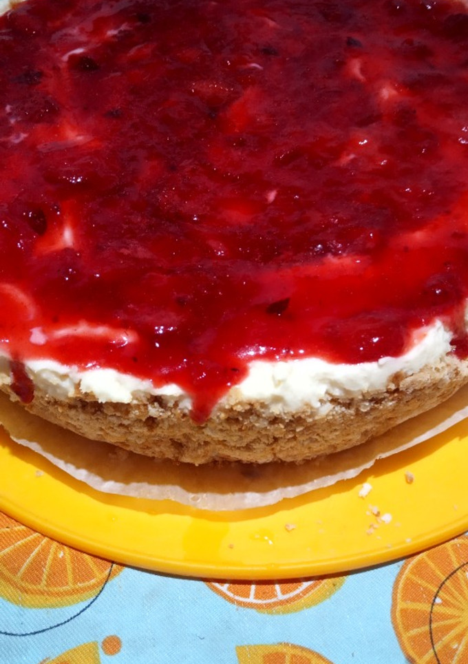 Una foto de Cheesecake de frutilla sin horno