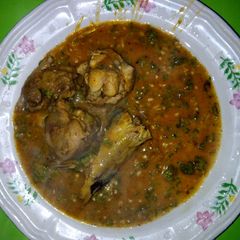 A picture of Simple Ogbono and okro.