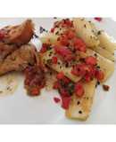 Yuca al mojo con pollo al vapor