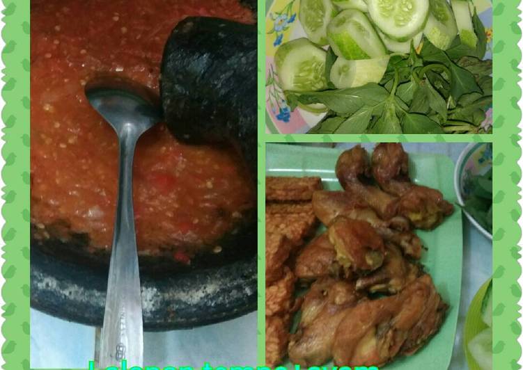 Lalapan ayam dan tempe + sambal jeruk limau