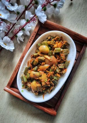 A picture of Lehsuni bhindi do pyaza.