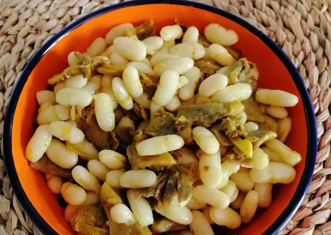 Ensalada de alubias blancas y setas