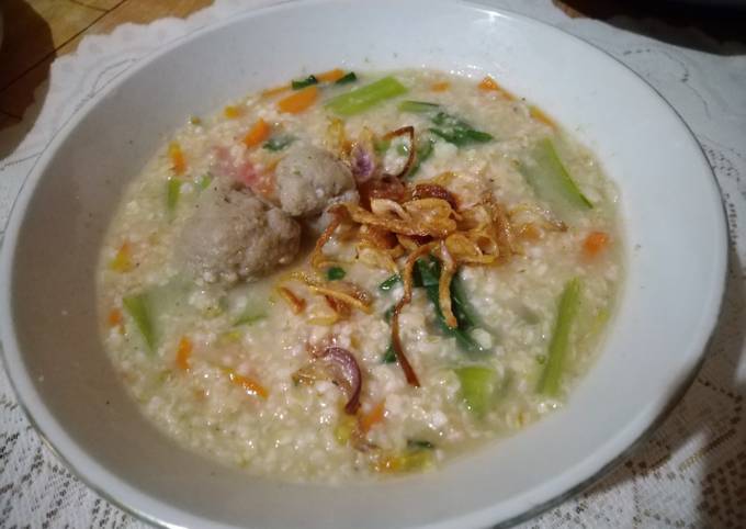 Resep Bubur Oat Spesial Sayuran Bakso Sapi Oleh Nora Recipes Cookpad