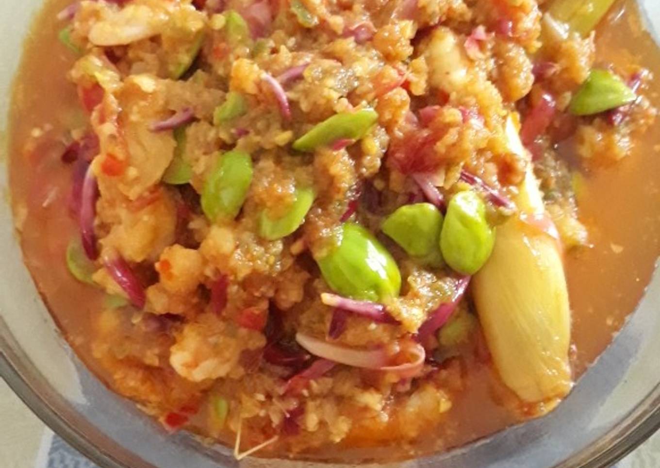 Sambel udang kecombrang+petai