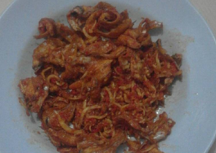 Balado ikan asin tawar tipis+teri medan