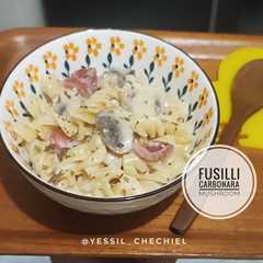 Fusilli Carbonara Mushroom-レシピのメイン写真