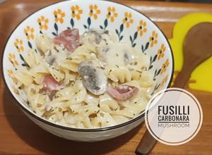 Foto resep Fusilli Carbonara Mushroom