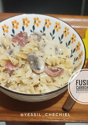 Foto resep Fusilli Carbonara Mushroom