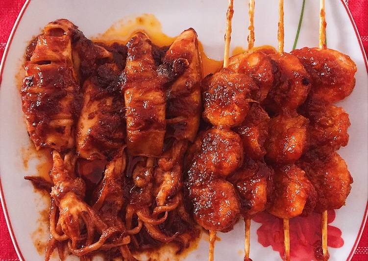 Cumi Udang Bakar Saus Korea