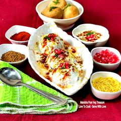 A picture of Dahi Bhalla - Dahi Vada - Popular Indian Street Food Chaat - Summer Special.