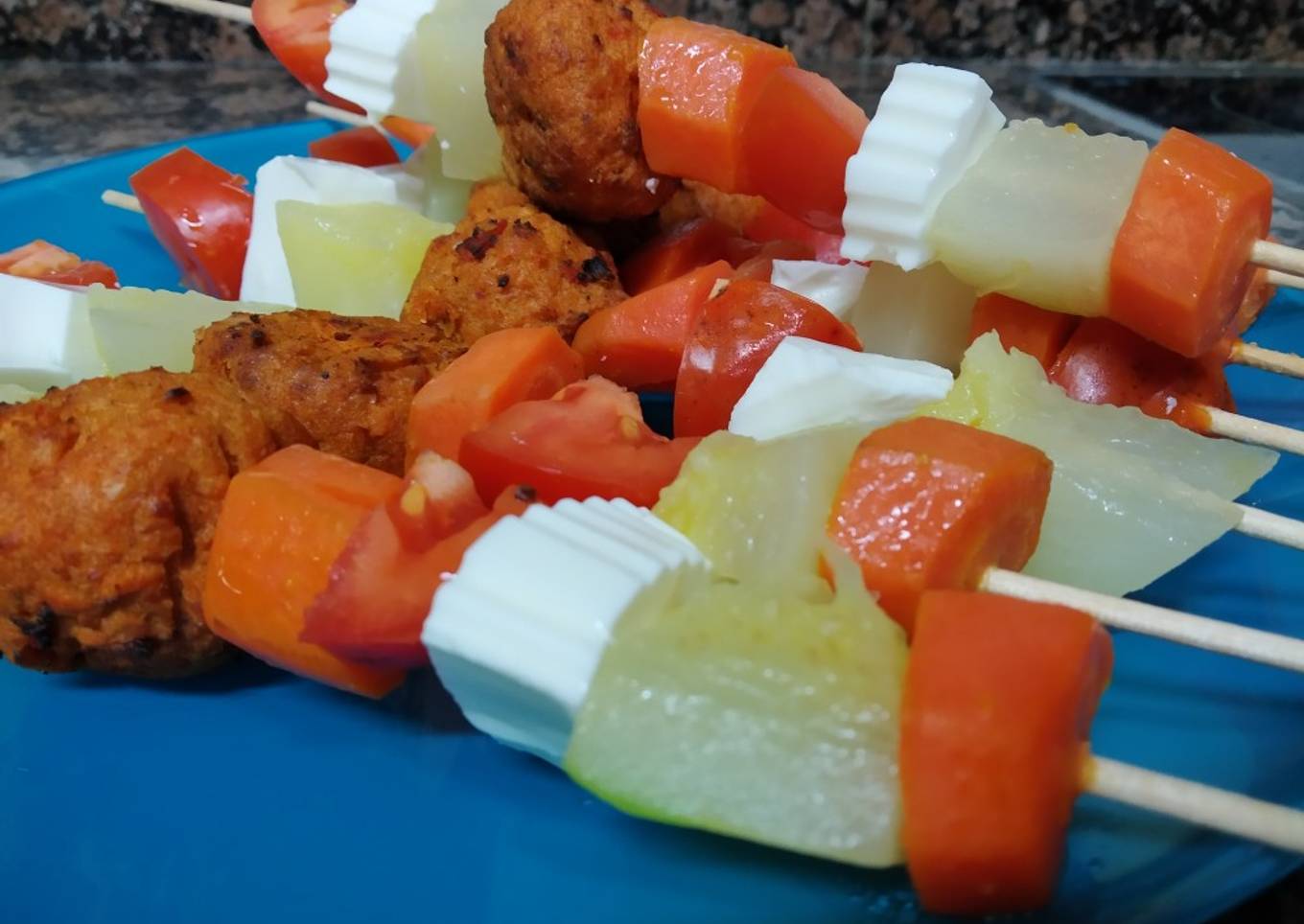 Brochetas de verduras y legumbres