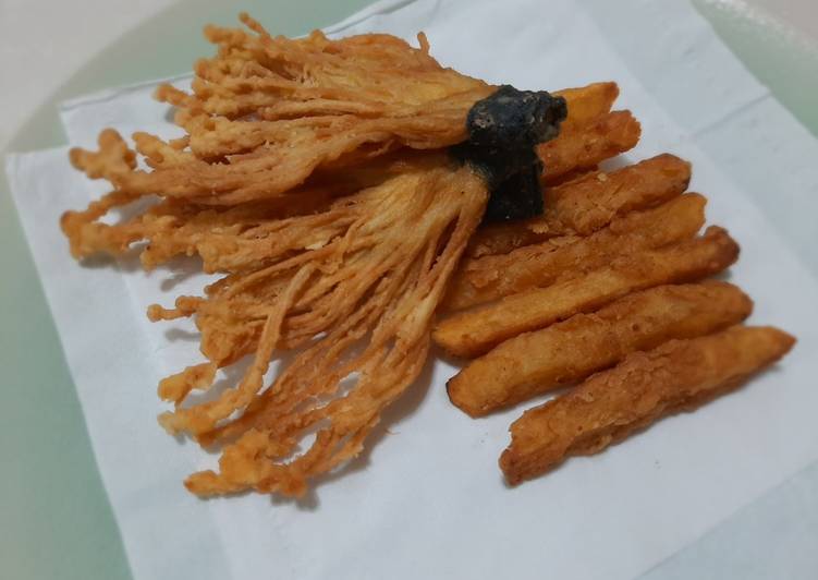 Enoki dan kentang crispy