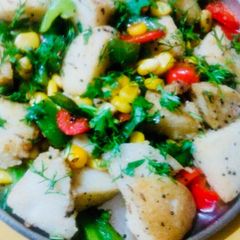 A picture of Colorful tossed idlis.