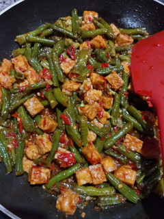 Foto resep Tumis kacang panjang+tempe pedas