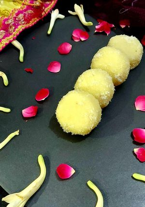 A picture of Rasmalai flavour Peda.