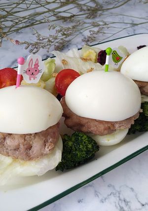 和風低醣雞蛋漢堡〞無麵包的迷你漢堡 的食譜成品照片
