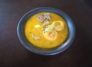Una foto de Sopa de Lluspas (bolas de maíz)
