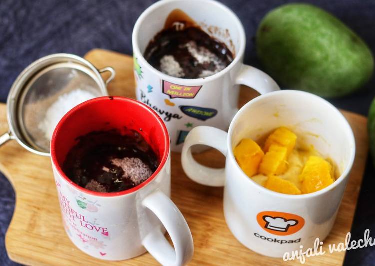 Steps to Make Perfect Chocolate and Mango Mug cakes