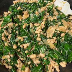 A picture of Beans and greens- Italian style.