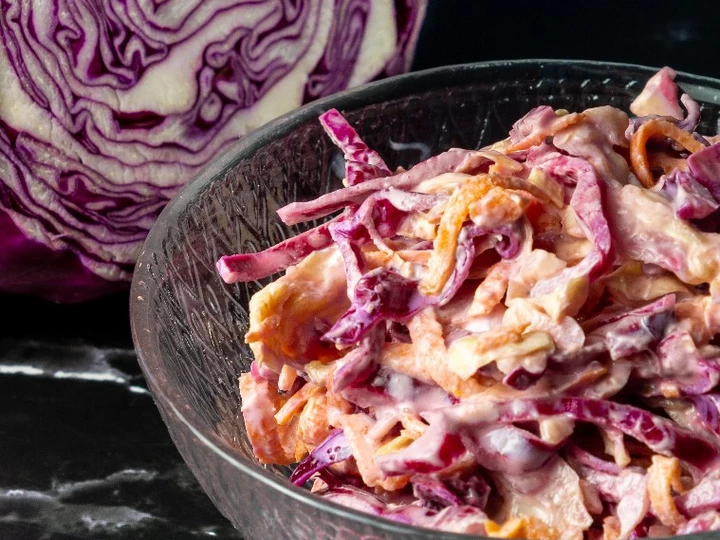 Pasos sencillos para Hacer Coleslaw tricolor!! 🧡💚💜  que Delicioso