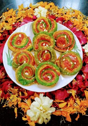 A picture of Colourful Sweet Thandai Mathri.